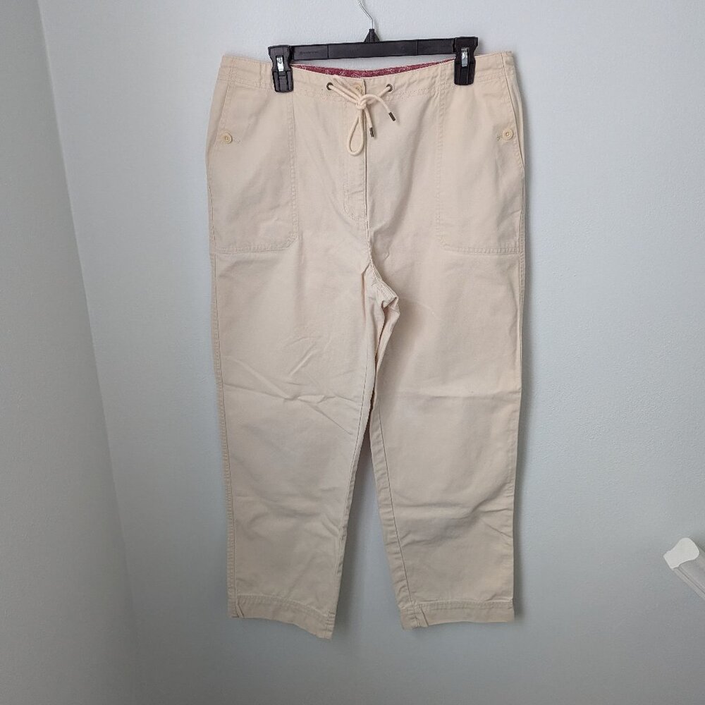 Lauren Ralph Lauren 100% Cotton Wide Leg Cream-Colored Pants, 14